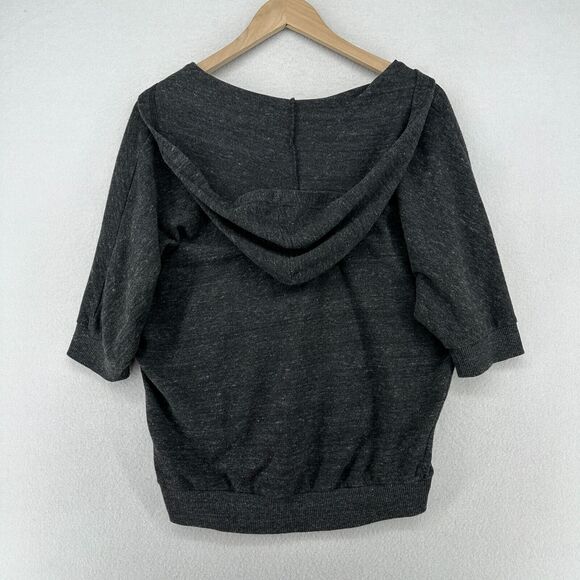 ALTERNATIVE Hoodie Womens L EARTH Sweatshirt Marled Elbow Sleeve Pullover Gray - Picture 2 of 12
